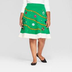 Women's Plus Size Christmas Tinsel Tree Skirt - 33 Degrees (Juniors') Green