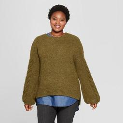 Women's Plus Size Long Cable Sleeve Pullover - Universal Thread™