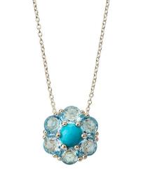Rock Candy Small Flower Necklace in Turquoise/Blue Topaz