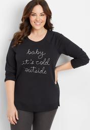 plus size baby it's cold graphic pullover