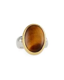 Galapagos Oval Stone Ring in Tiger's Eye, Size 6.5