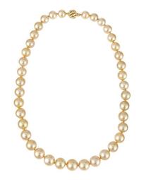 14k Golden South Sea Pearl Necklace, 9-12mm