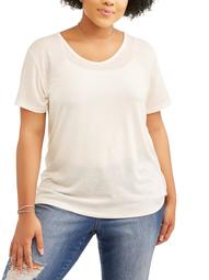 Plus Size Short Sleeve Top with Back Detail