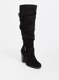 Black Strappy High Heel Boot (Wide Width & Wide to Extra Wide Calf)