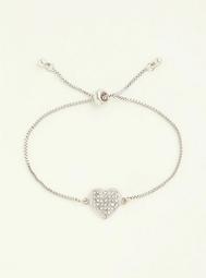 Silver-Tone Pave Heart Bracelet