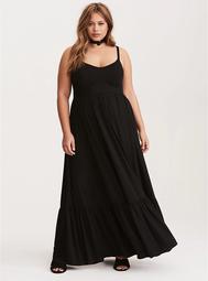 Black Tiered Jersey Maxi Dress