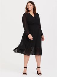 Black Chiffon Midi Dress