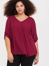 Harper - Red Front Pleat Georgette Blouse