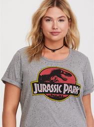 Jurassic World Grey Distressed Logo Classic Top