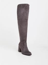 Grey Faux Suede Over the Knee Boot (Wide Width & Wide Calf)