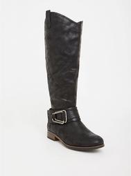 Black Buckle Western Knee Boot (Wide Width & Wide Calf)