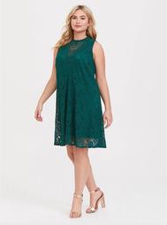 Green Lace Trapeze Dress