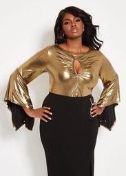 Gold Top With Dramatic Sleeves