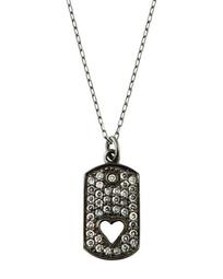 14k Black Gold Diamond Dog Tag Heart Necklace
