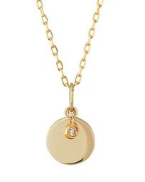 14k Diamond-Bezel Disc Drop Necklace