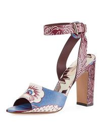 Mixed-Print Leather Sandals