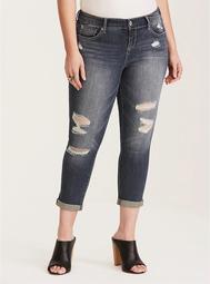 Torrid Premium Stretch Cropped Skinny Jeans - Medium Wash with Destruction