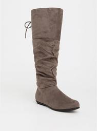 Grey Slouch Faux Suede Knee Boot (Wide Width & Wide Calf)