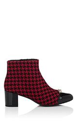Houndstooth-Print Wool Ankle Boots