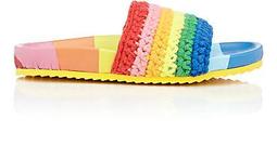 Rainbow-Striped Knit Slide Sandals