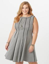 Plus Size Seamed Fit-and-Flare Knit Dress