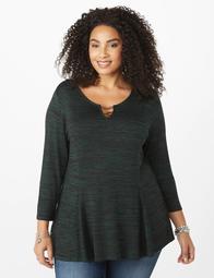 Plus Size Marled Bar Fit-and-Flare Top