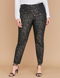 Power Pockets Allie Sexy Stretch Ankle Pant - Pull-On Metallic Leopard
