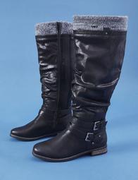 Riding Boot with Buckles & Sweater Cuff