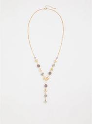 Gold Crystal Bead Y-Necklace