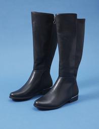 Faux Leather Tall Boot with Metal Rand