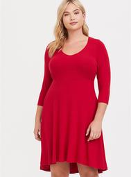 Red Hacci Hi-Lo Sweater Dress