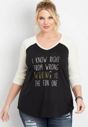plus size right from wrong graphic tee