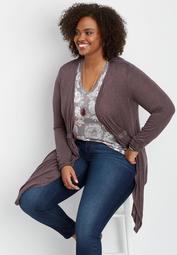 plus size open front tab cardigan