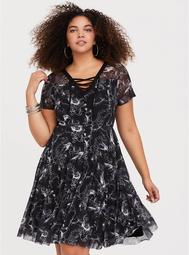 The Nightmare Before Christmas Floral Mesh Skater Dress