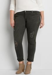 Vigoss&reg; plus size colored skinny jeans with destruction