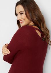 plus size x-back dolman pullover tunic sweater