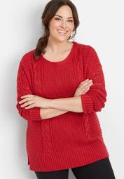 plus size cable front pullover