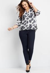 plus size hook and eye floral blouse