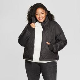 Women's Plus Size Adaptive Puffer Jacket - A New Day™ Black