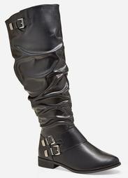Double Buckle Tall Slouchy Boot