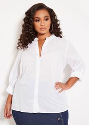 Voile Shirt With Roll Tab Sleeve