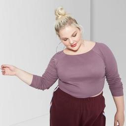 Women's Plus Size Long Sleeve Off the Shoulder Little T-Shirt - Wild Fable™ Purple