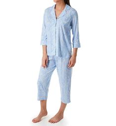 Lauren Ralph Lauren Sleepwear Heritage Knits 3/4 Sleeve Classic Capri PJ Set 819702