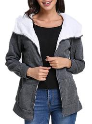 Women's Long Sleeve Zip Up Warm Casual Hooded Coats