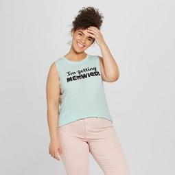 Women's Plus Size I'm Getting Meowied Graphic Tank Top - Modern Lux Blue