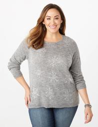 Plus Size Embellished Snowflake Sweater 