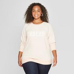 Women's Plus Size Cheers Graphic Pullover Sweatshirt - Grayson Threads (Juniors') Pink
