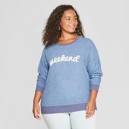 Women's Plus Size Weekend Graphic Pullover Sweatshirt - Grayson Threads (Juniors') Blue