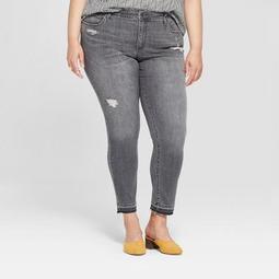 Women's Plus Size Released Hem Skinny Jeans - Universal Thread™ Black Wash
