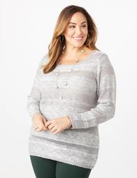 Plus Size Striped Sequin Sweater